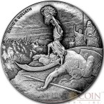 Niue Island DAVID & GOLIATH series BIBLICAL Silver coin $2 High relief 2015 Antique finish 2 oz